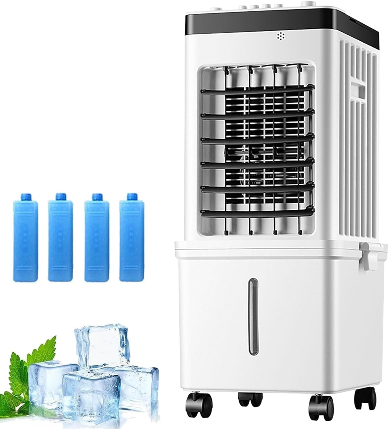 Condizionatore d'aria portatile senza sfiato, raffrescatore d'ambiente 3 in 1 con telecomando, serbatoio dell'acqua da 15 litri, 3 velocità, timer da 7,5 ore, unità di condizionamento per casa, camer
