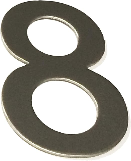 Brushed Stainless Steel House Numbers Stick on 3M Adhesive 10cm Tall - 1 to 9999#(None)~(None)~8