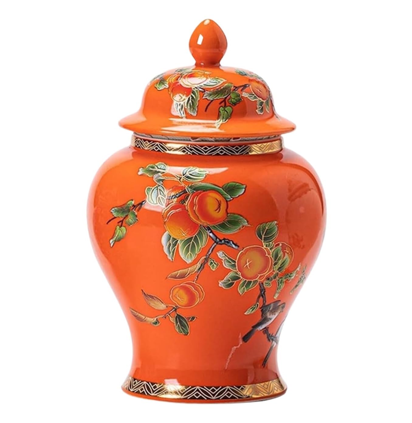 CVdrtyED Home Decor Ceramic Vase Ginger Jars With Fruit Glazed Porcelain Storage Jar With Lid For Candy Loose Tea Ginger Jar