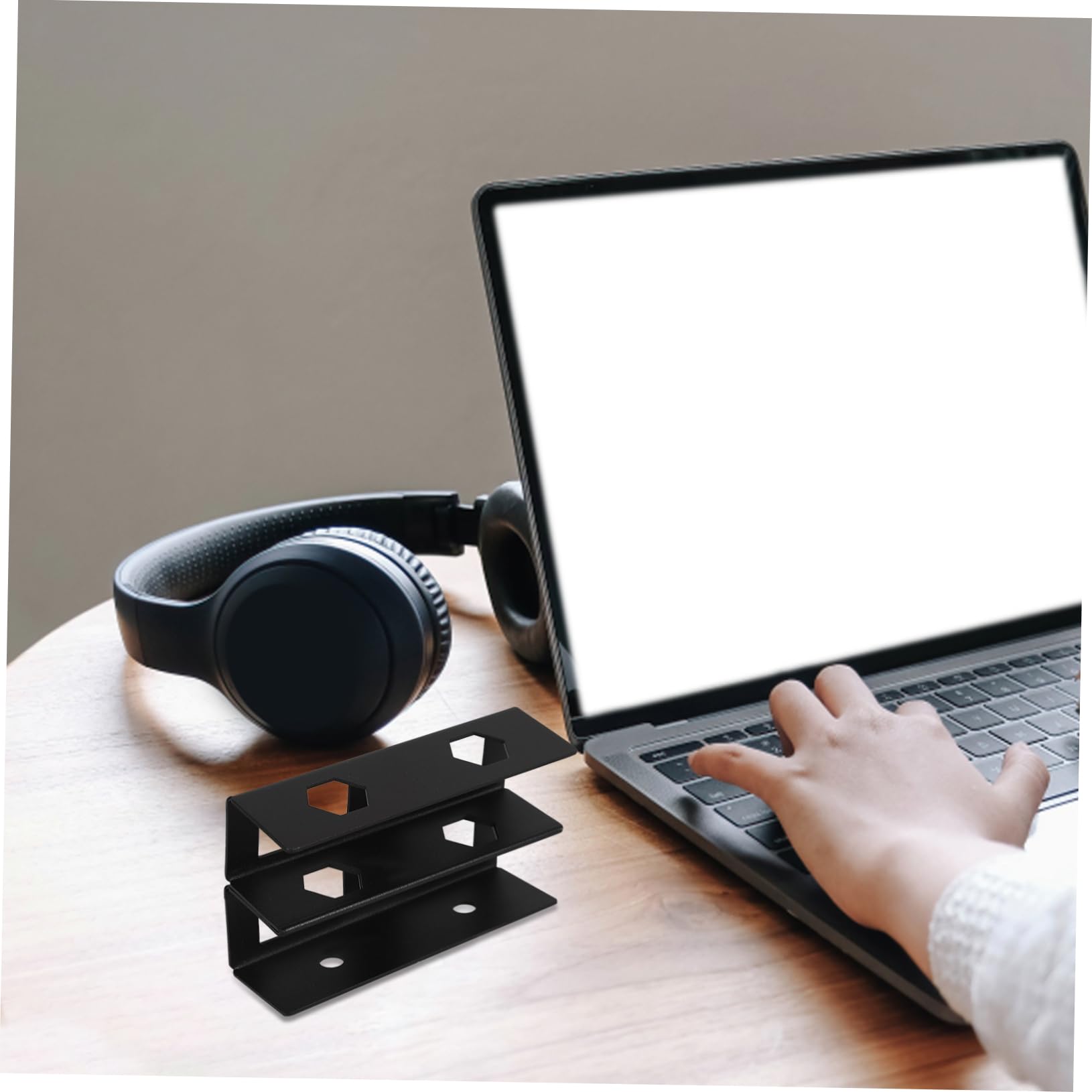 HOMSFOU 3 Juegos Soporte para Laptop Bajo Escritorio Soporte Doble Capa para Organizar Laptop y Cables Instalación con Tornillos
