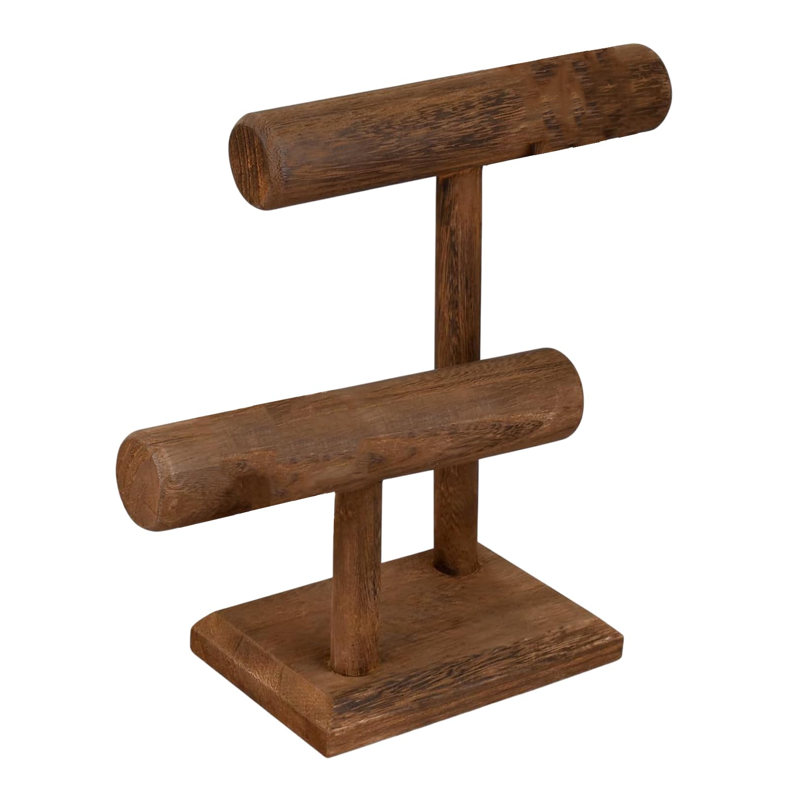Hsioluted Wood Bangle and Watch Display Tower Double Layer Organizers Display Holder for Home Decors and Retail Use T Rod Rack