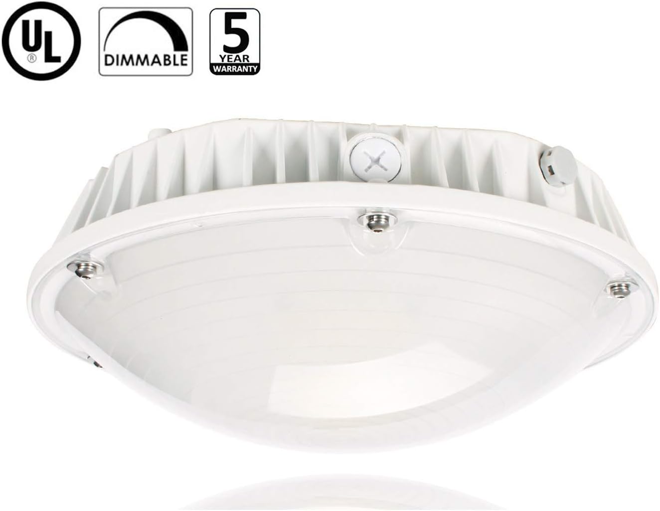 LED Canopy Light, 0-10V Dimmable,60Watt 8400LM 5000K (175W-350W HPS/HID Replacement) DLC UL Certified Waterproof IP65 Indoor & Outdoor Lighting Fixture for Parking,Garage,Gas Station 5 Years Warranty