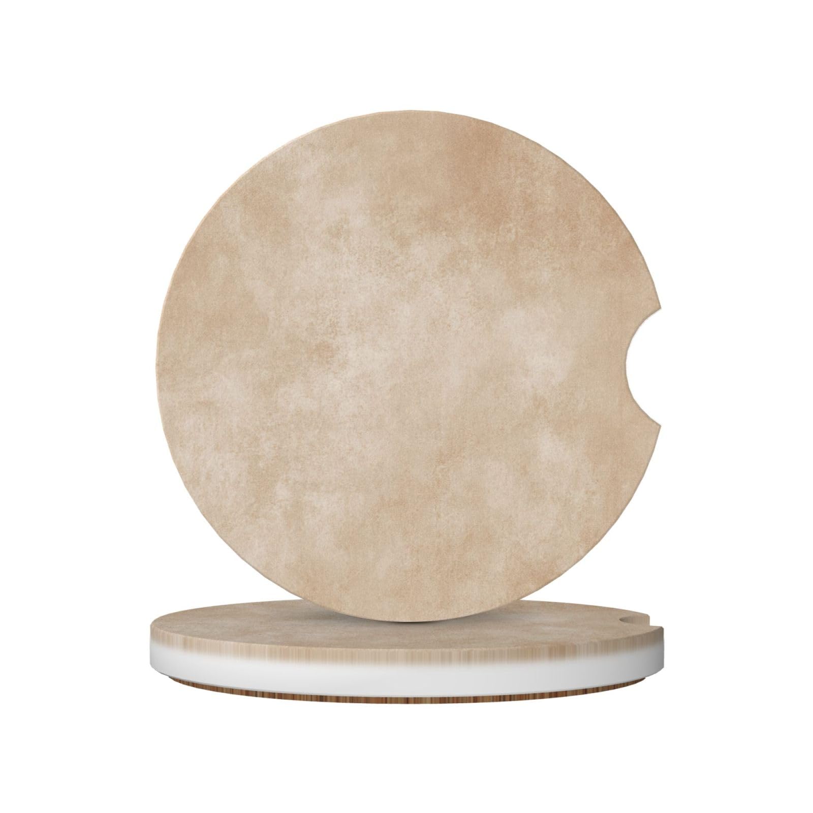 Beige Faded Mottled Texture Ceramic Coasters,2pcs
