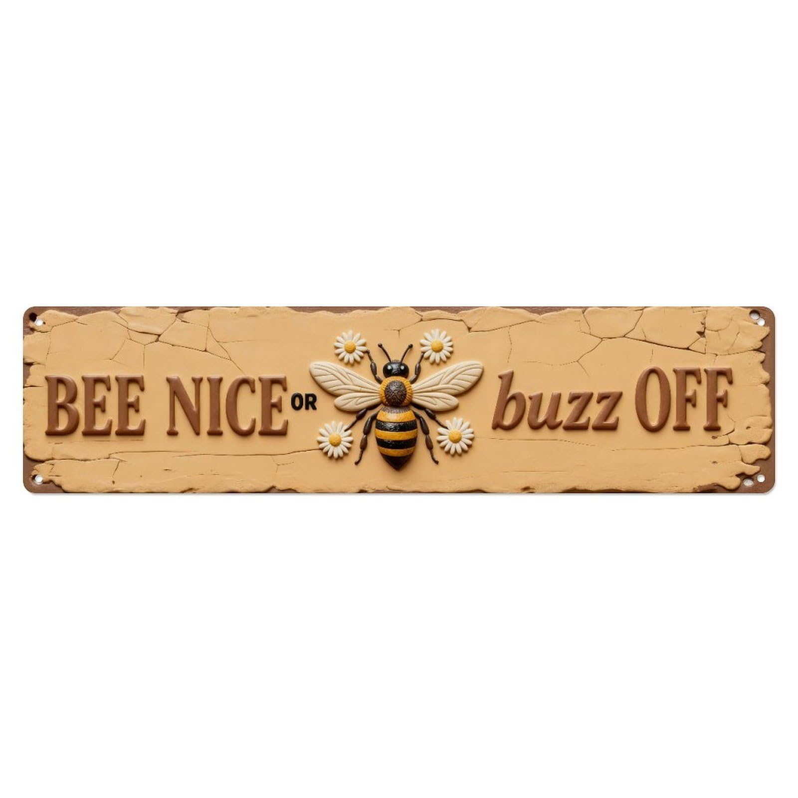 Bee Nice Or Buzz Off Tin Sign Vintage Metal Sign Home Bar Garden Indoor & Outdoor Wall Decor Retro Metal Poster 4x16 Inch
