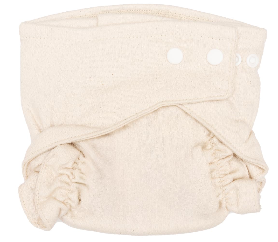Two Sized Fitted Cloth Diaper - Soft, Durable and Absorbent 100% Cotton Birdseye Weave Material. Easy to Use Snap Closures. Size 1 Fits 7-18 lbs - 1 Pack