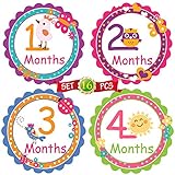 BBGM5 Baby Month by Month Stickers 16Pcs - Waterproof Milestone Newborn Stickers For Boys & Girls| Ideal For Scrapbooking, Important Events & Celebrations, Photo Keepsake, Craft Projects & Baby Shower