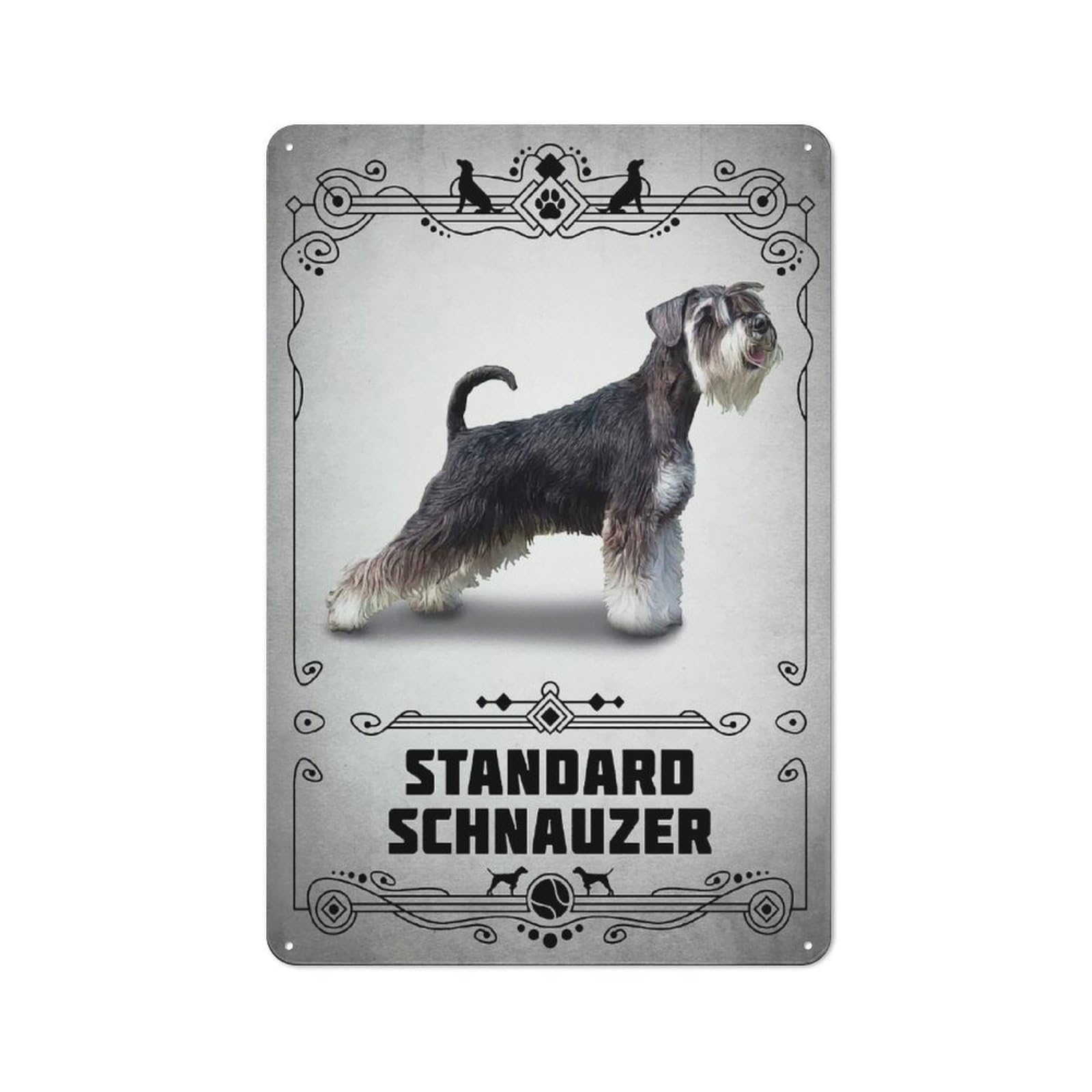 Junmoney Style-5 Tin Wall Plaque 30X20cm With Standard Schnauzer For Café Or Restaurant, Housewarming Present For People Styling Café And Restaurant