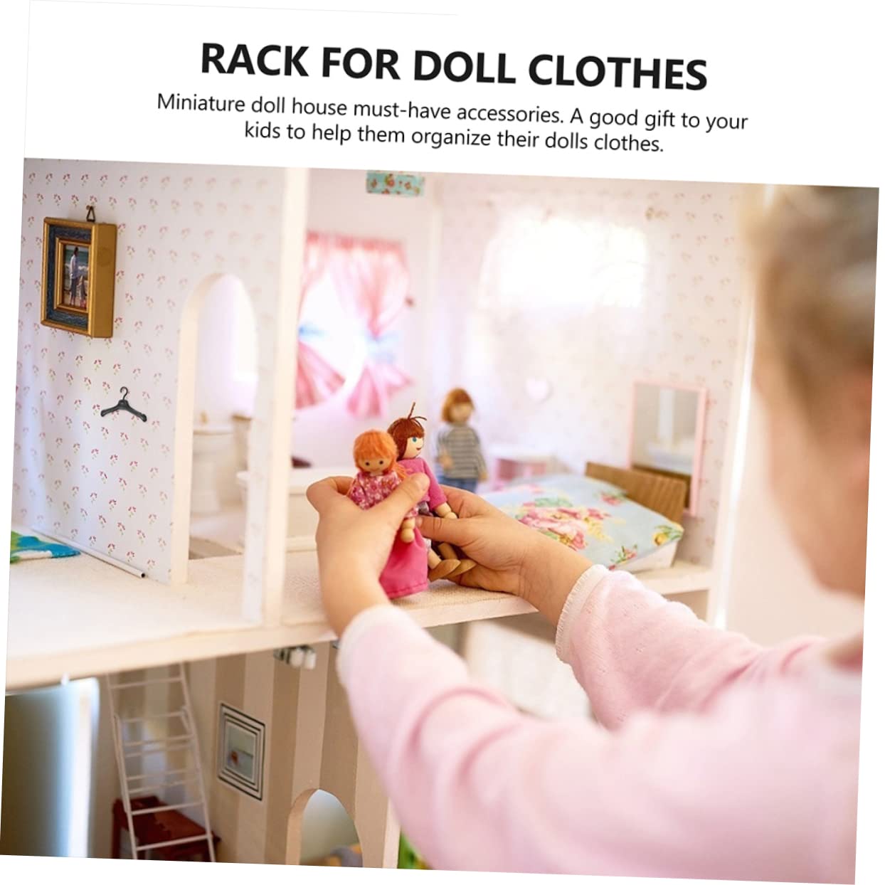 Yardwe 60Pcs Doll Clothes Hangers Doll Clothes Storage Holders for Organizing Little Dolls Outfits Each for Imaginative Play