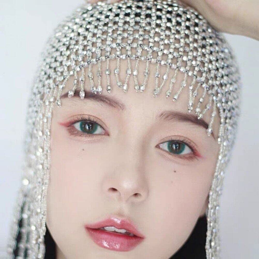 Tocado De Cuentas Exótico, Tocado De Borla Bohemia, Gorra con Cuentas para Danza del Vientre, Accesorio para Cabello De Cleopatra Egipcia, Sombrero De Borla para Actuación En Escenario Nupcial