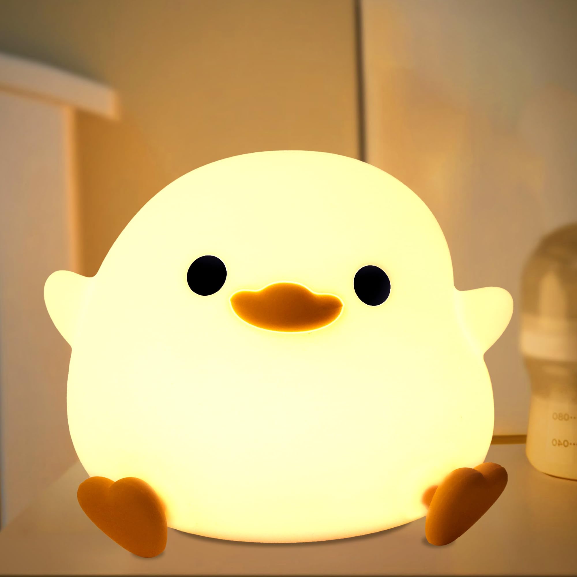 Attivolife DoDo Duck Night Light, Animal Silicone Nursery Lamp with Dimmable, Table Bedside Lamp with Timer for Bedroom, Kawaii LED Squishy Night