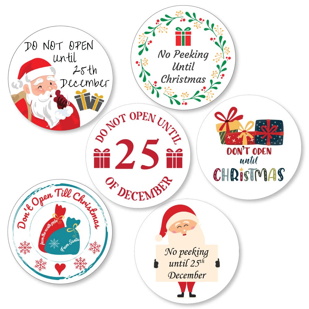 Papa Prints Don’t Open Set 1 Pack Of 24 Christmas Sticky Labels (45 Mm) Do Not Open Until 25Th Christmas Stickers For Presents & Card Making