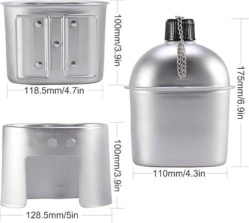 Miniatura 5 de Cantina militar con estufa de taza y bolsa Molle Excedente militar Cantina del ejército para acampar al aire libre Senderismo Sobrevivir mochilero