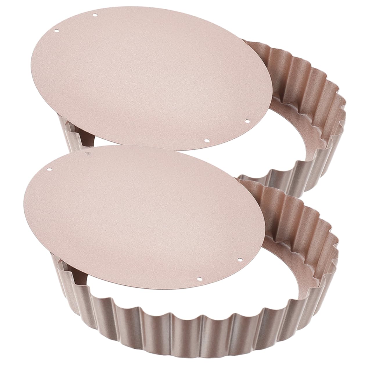 Cabilock 1set Non Stick Tart Pan with Removable Bottom Quiche Baking Pans for Cakes Tarts and Pies for Home Ovens Easy Clean and Demoulding 2pcs