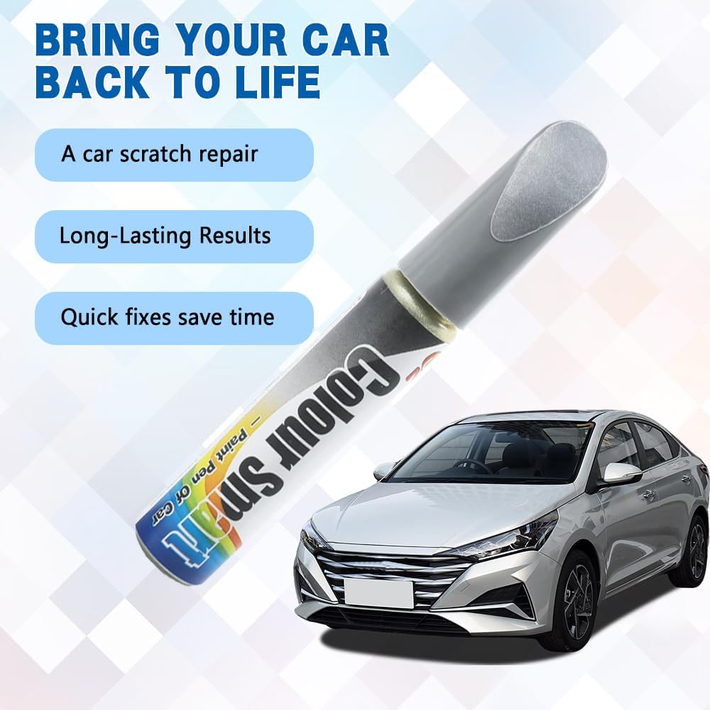 Touch Up Paint for Cars, Car Paint Scratch Repair Kit, Auto Pen Scratch Repair Two-In-One Touch Up Paints, Car Wheel Scratch Repair Touch Up Paints Pen Universal Fit Most Vehicle Wheels (Silver)