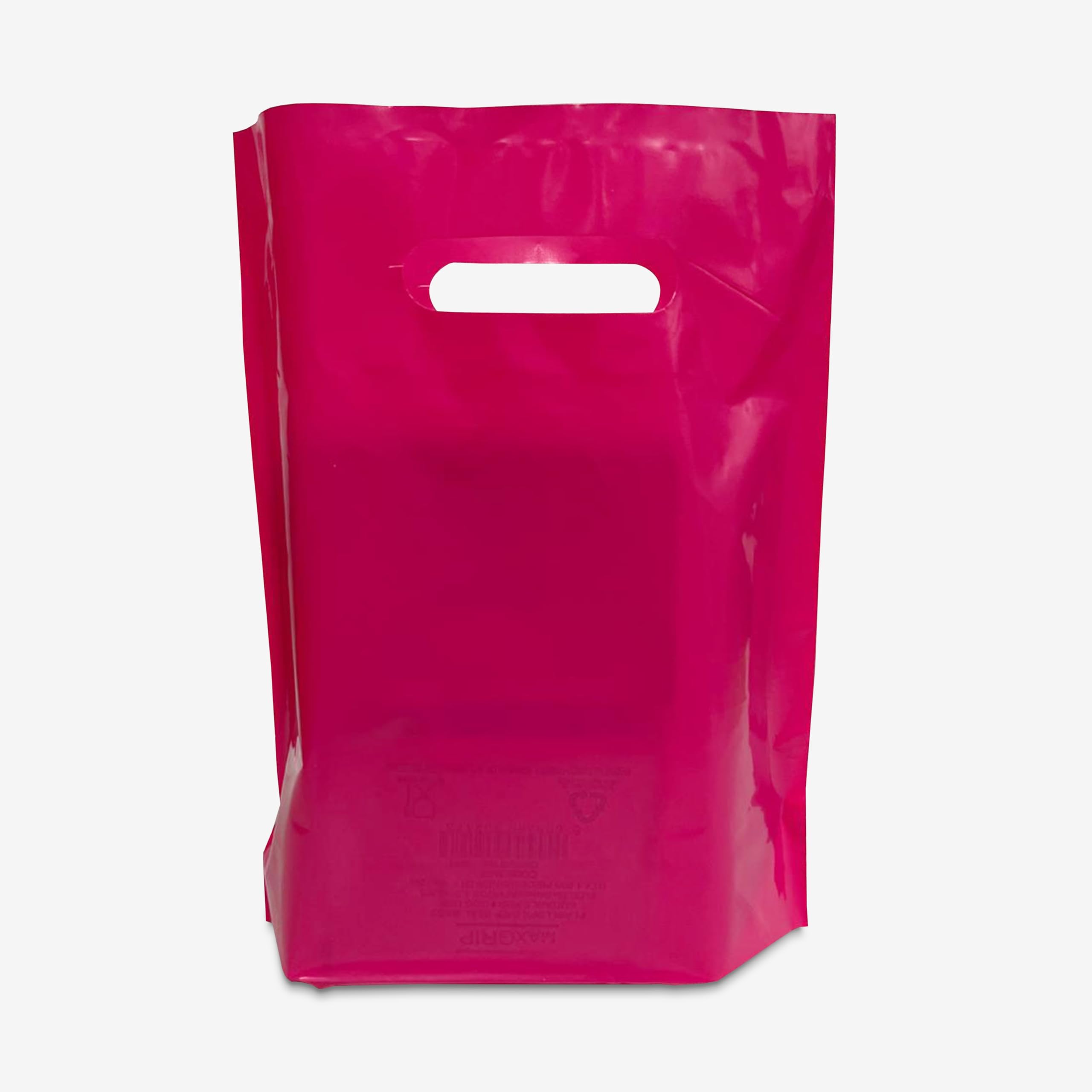 PACKY® 100 Dark Pink Plastic Carrier Bags 15" x 18" + 3" Patch Handle Carrier Bags for Shopping Reusable Retail Market Traders Fashion Groceries Gift Boutique Supermarket Cash N Carry Business Stall