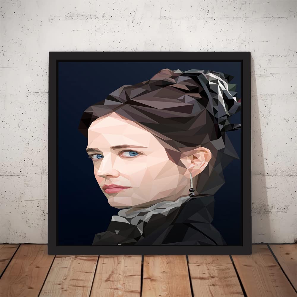 VERRE ART Printed Framed Canvas Painting for Home Decor Office Wall Studio Wall Living Room Decoration (14x14inch Black Floater) - Vanessa Ives Fictional character Lowpoly