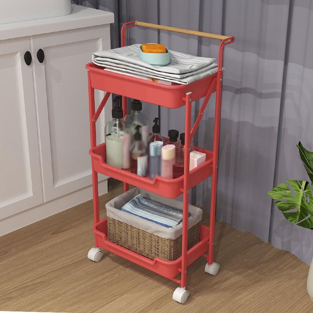Kitchen Shelves Foldable Trolley Storage Rack Kitchen Storage Rack Floor-standing Multi-layer Snack Storage Rack Storage Shelves(D)