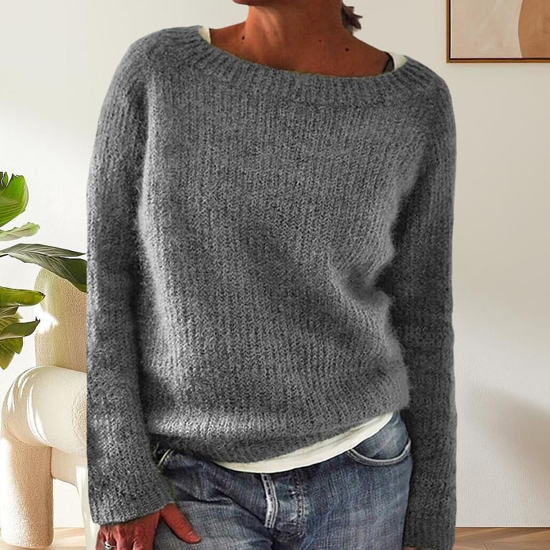 ZOCANIA Long Sleeve Sweaters for Women Crew Neck Knitted Sweater Solid Color Lightweight Women's Pullovers Basic Clothes - Image 2