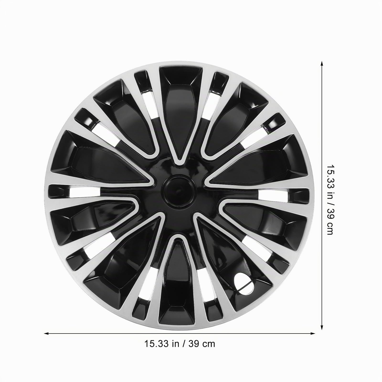 Enjoliveurs Décoratifs de Roue Universels pour Voiture 16 Pouces en Polypropylène Argenté et Noir, Cache-moyeux Automobiles Robustes Adaptés à Divers Modèles, Accessoire Auto