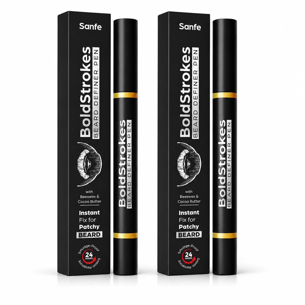 Sanfe BoldStrokes Beard Definer Pen, Instant Fix for Patchy Beard, with Beeswax & Cocoa Butter, Smudge-Proof, Waterproof, 0.5g, Pack of 2-picture-11