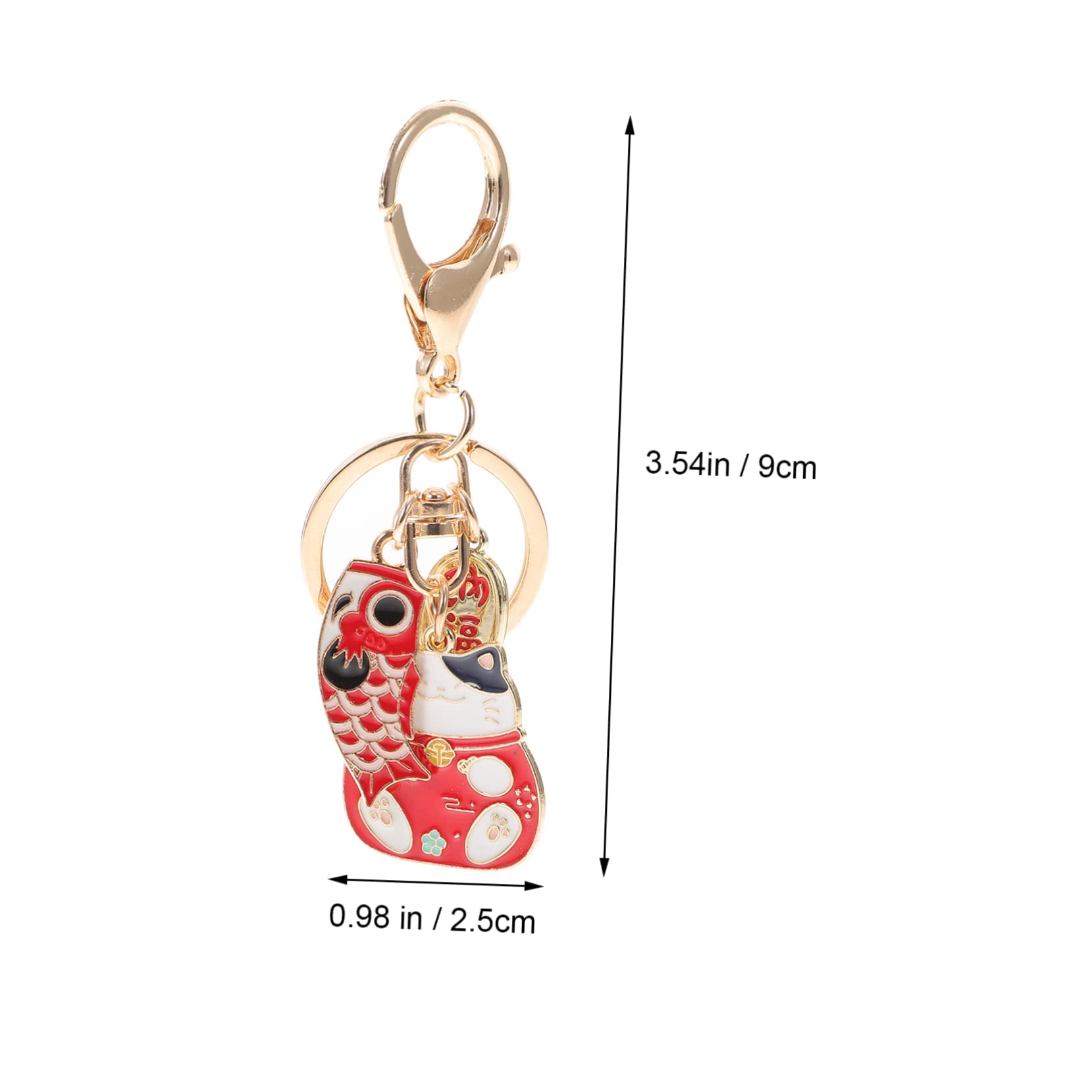 Llavero de Dibujos Animados Gato Fortuna Rojo de Aleación de Zinc Decoración Fina y Pack de 2 para Cumpleaños y Accesorios de Bolsos
