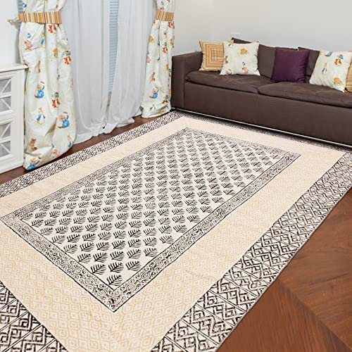 CASAVANI Collection Runner - 2.6x8 Area Rug Black Cotton Dhurrie Oriental Kilim Rug Indoor Outdoor Use Flatweave Rugs for Bedroom Bedside Runner Kitchen Hallway & Stair