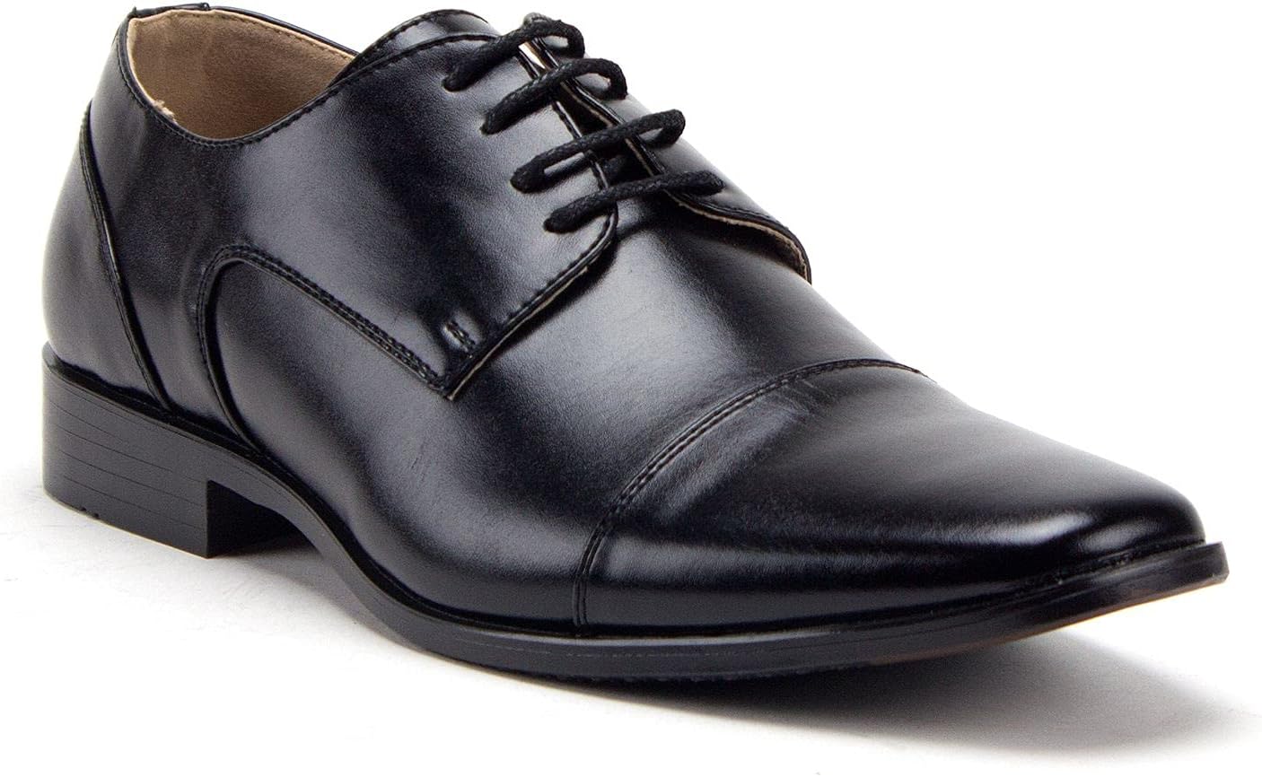 Men's 37686 Cap Toe Hand Burnished Lace Up Dress Shoes Oxfords, Black, 10