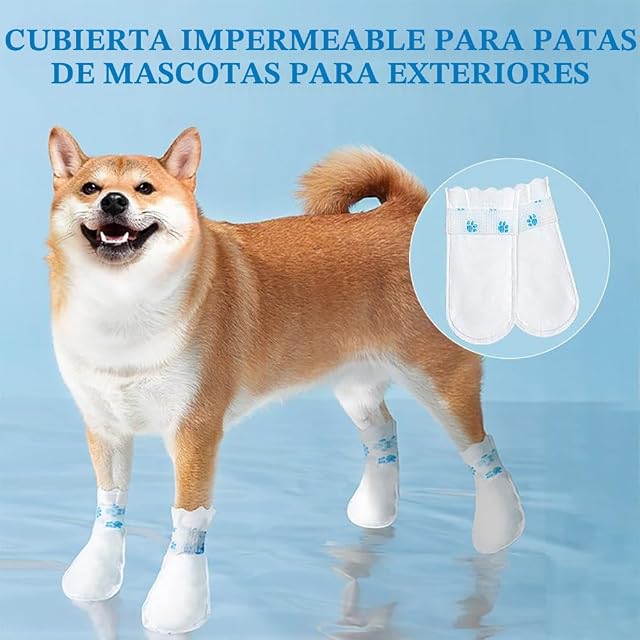 Foto 3 de 8 de FFWTPY Protectores Patas Perro Desechables Impermeables Botas Transparentes Calcetines Protección Mascotas…