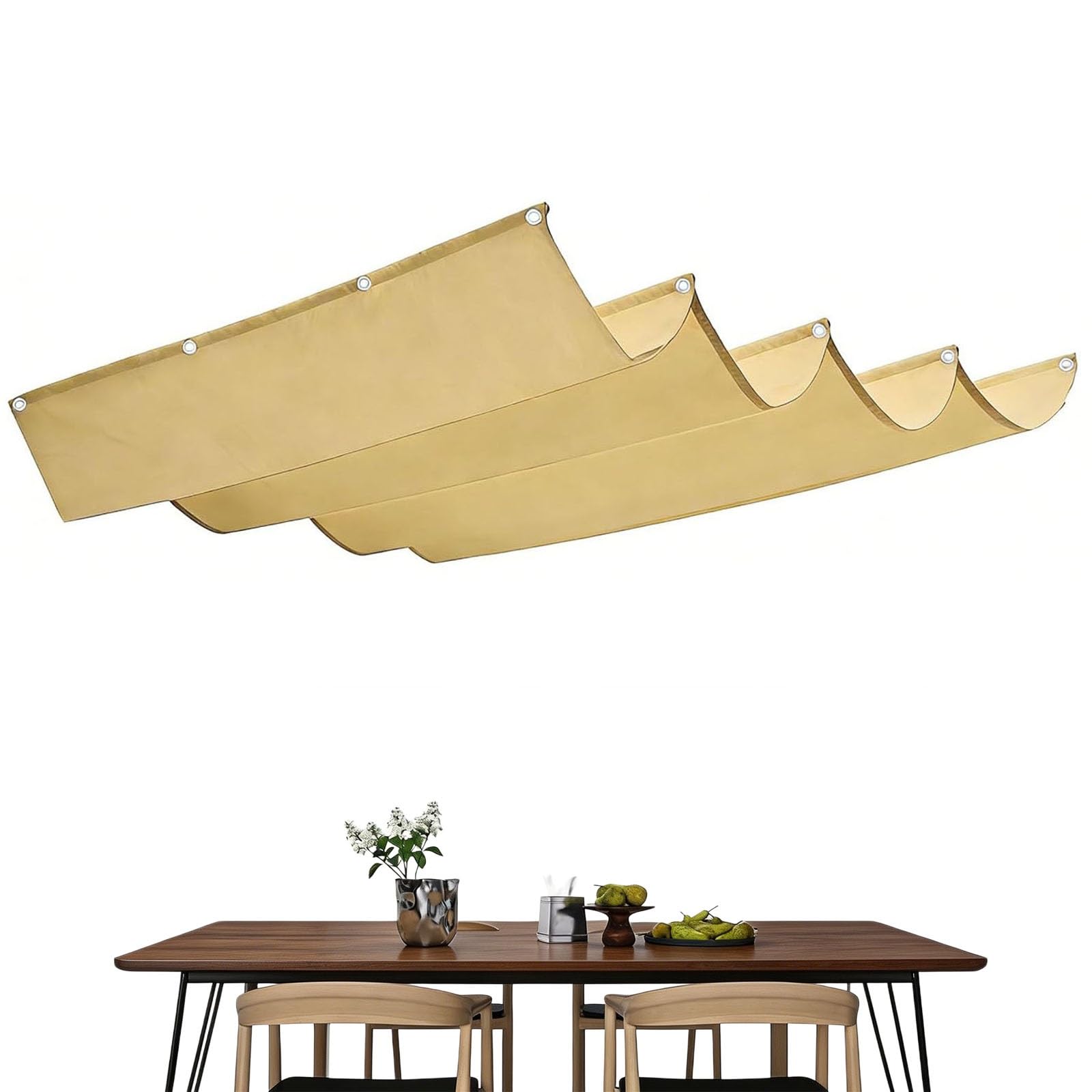 Einziehbares Sonnensegel 1 x 6.25 m 98% Uv-Schutz Reißfest Wetterfest Rechteckig Winterfest mit Ösen Einziehbar Welle Sonnensegel Verstellbar für Balkon Terrasse Garten, Sandgelb
