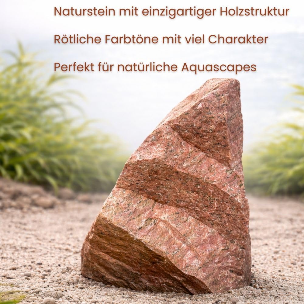 AquaOne Aquariumsteine Red Wood Rock Stein I Naturstein 25 kg Mix Größe M-XL I Natursteine mit holzähnlicher Maserung für Aquascaping und Naturaquarien