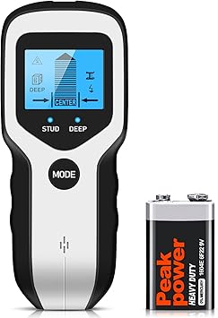 Stud Finder Wall Scanner 5 in 1 Upgraded Electronic Wall Scanner with Battery for Wood Metal and AC Wire Detection,HD LCD Display and Audio Alarm