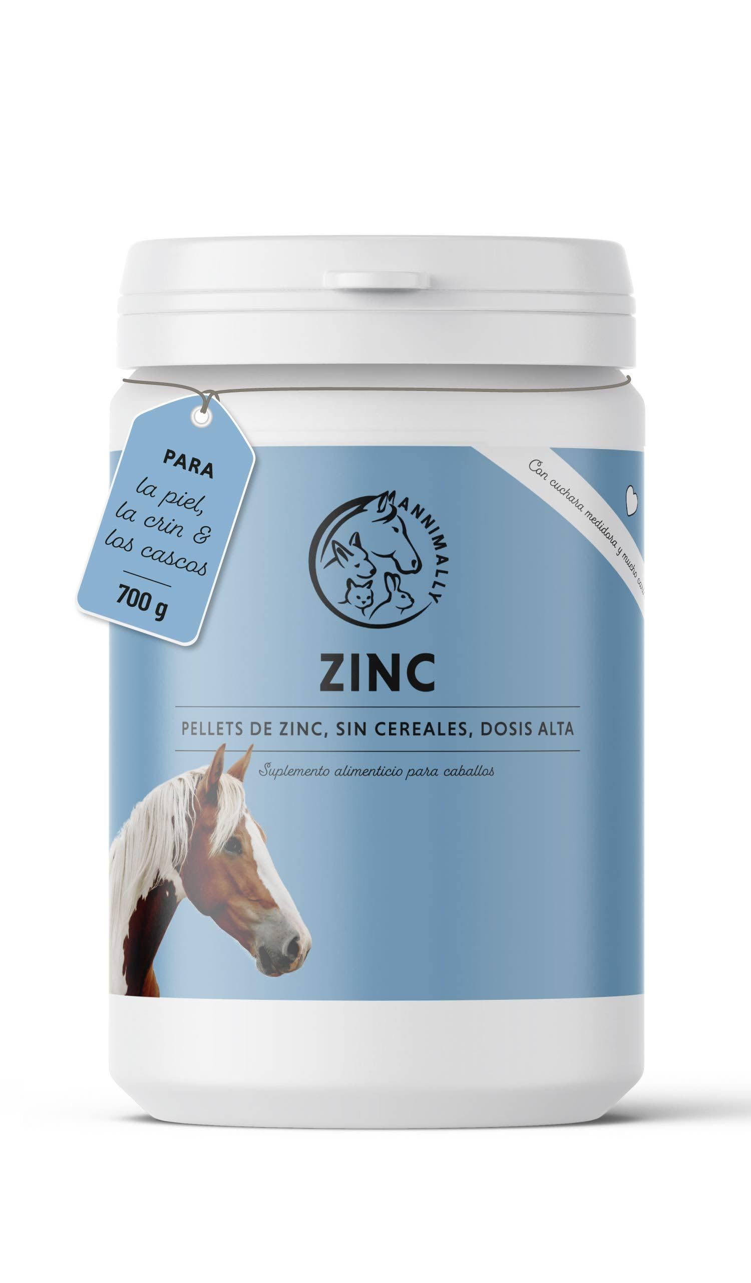Annimally Zinc para Caballos - Pellets de Zinc (700 g) Altamente dosificados con comino Negro, zeolita, esparceta y levadura de Cerveza para la Piel, el Pelo y los Cascos