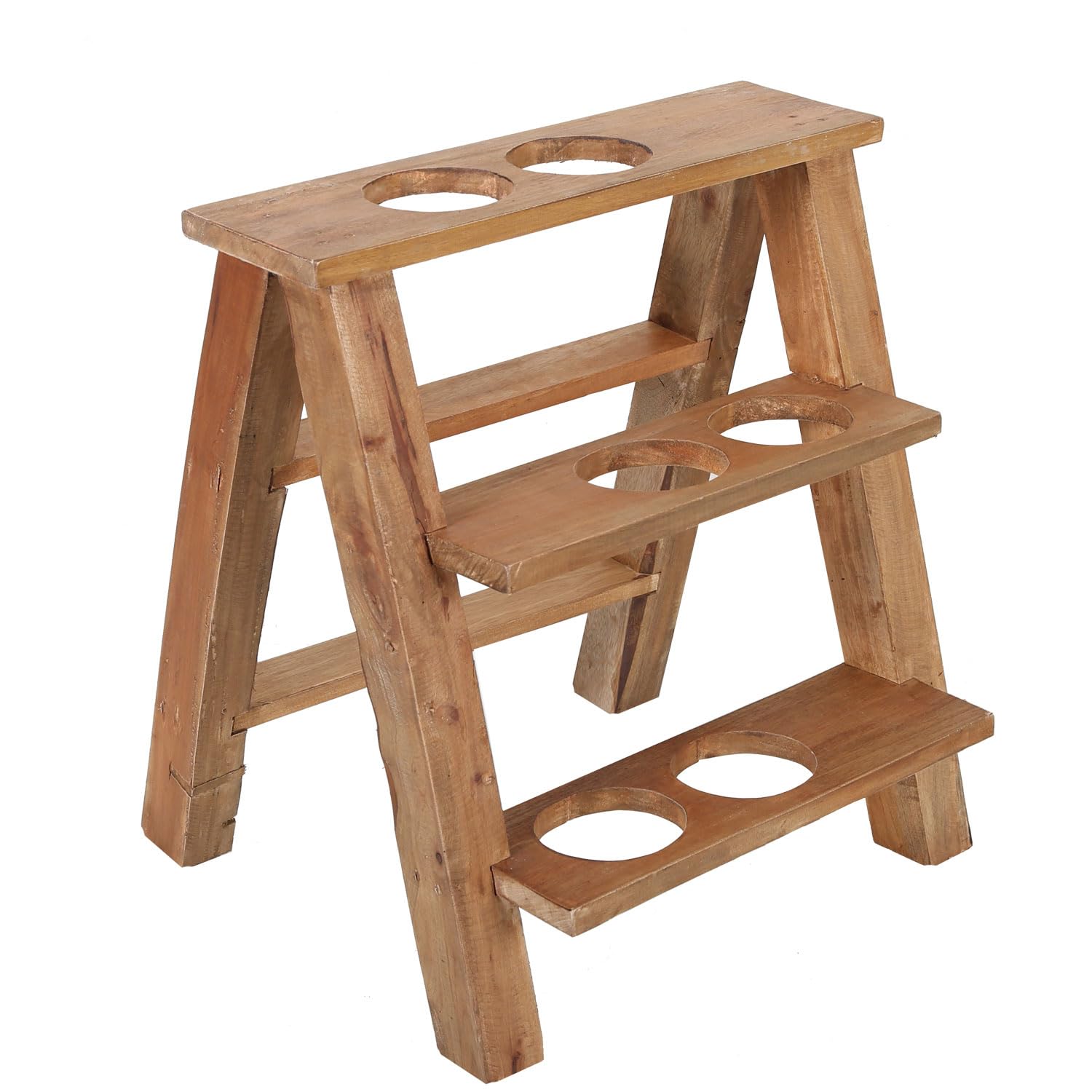 Casa Moro Blumenständer Pflanzenregal Vicenza Blumenregal Garten, Pflanzen-Treppe Leiterregal 3 Ablagen klappbar aus recyceltem Teak-Holz