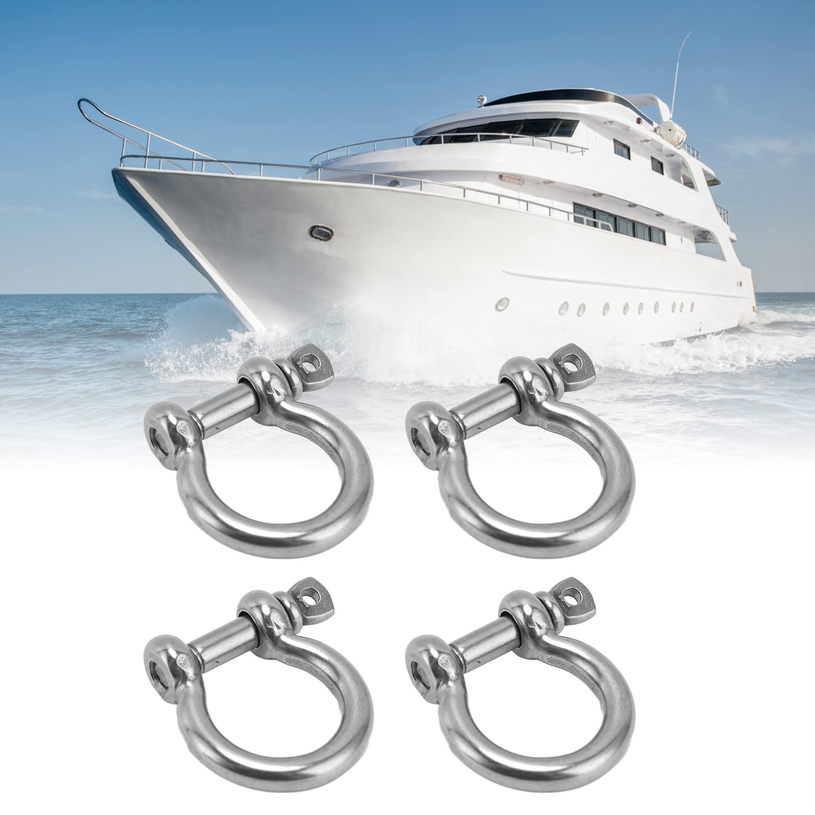 Bow Shape Load Clamp, 304 Stainless Steel D Ring Shackle for Lifting Equipment for Land Transportation(M5)