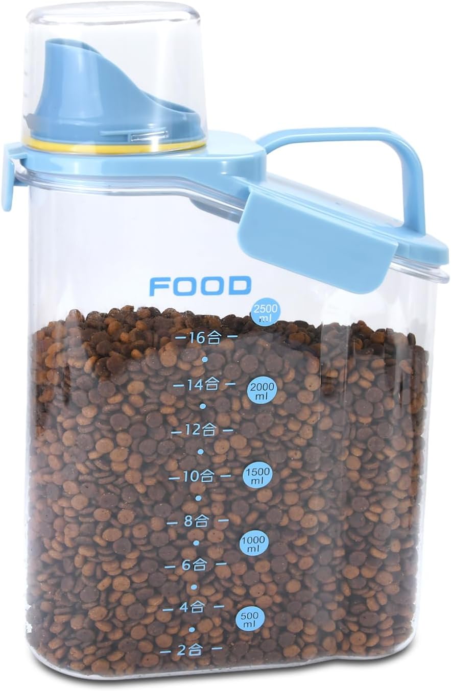 Brabtod Dog Food Storage Container Small 3lb/2.5 L Clear Plastic Dog Puppy Food