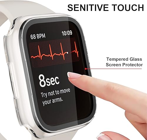 Miniatura 4 de Cuteey Paquete de 5 fundas protectoras de pantalla de vidrio templado compatibles con Apple Watch Series 9, 8, 7, 1.614 in, protector completo de