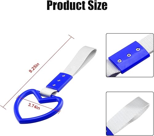 Miniatura 2 de Fekey&JF 2 anillos Tsurikawa en forma de corazón, correa de mano para parachoques trasero, asa de corazón Janpanese para SUV, metro, autobús,