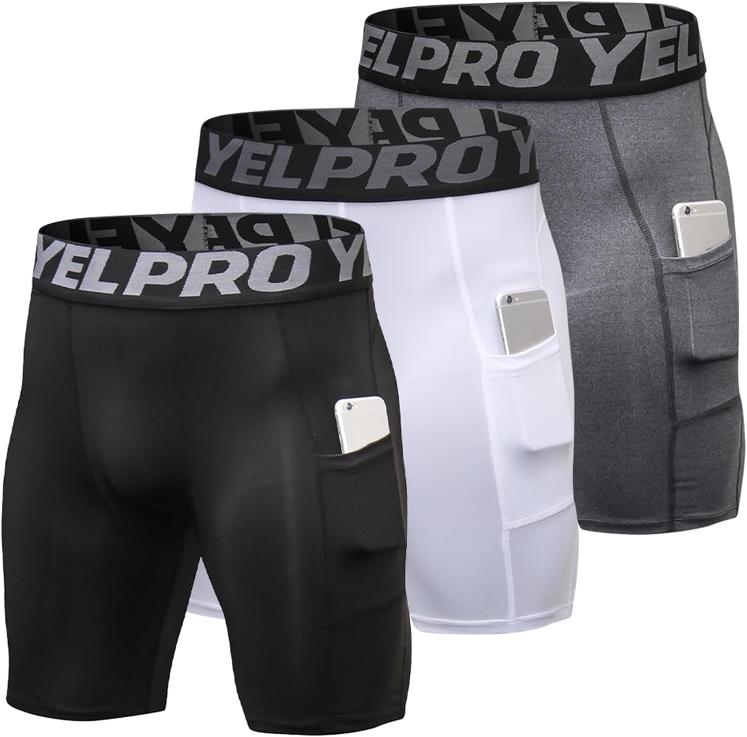 Men's Athletic Compression Shorts Spandex Running Workout Underwear Tight Shorts with Pockets Active Base Layer