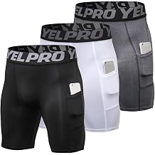 Mens Athletic Compression Shorts Spandex Running Workout Underwear Tight Shorts with Pockets Active Base Layer