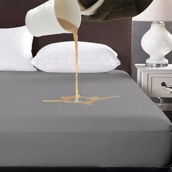 Waterproof 84"x 72" Cotton Fitted King Size Mattress Protector Bed Cover Grey