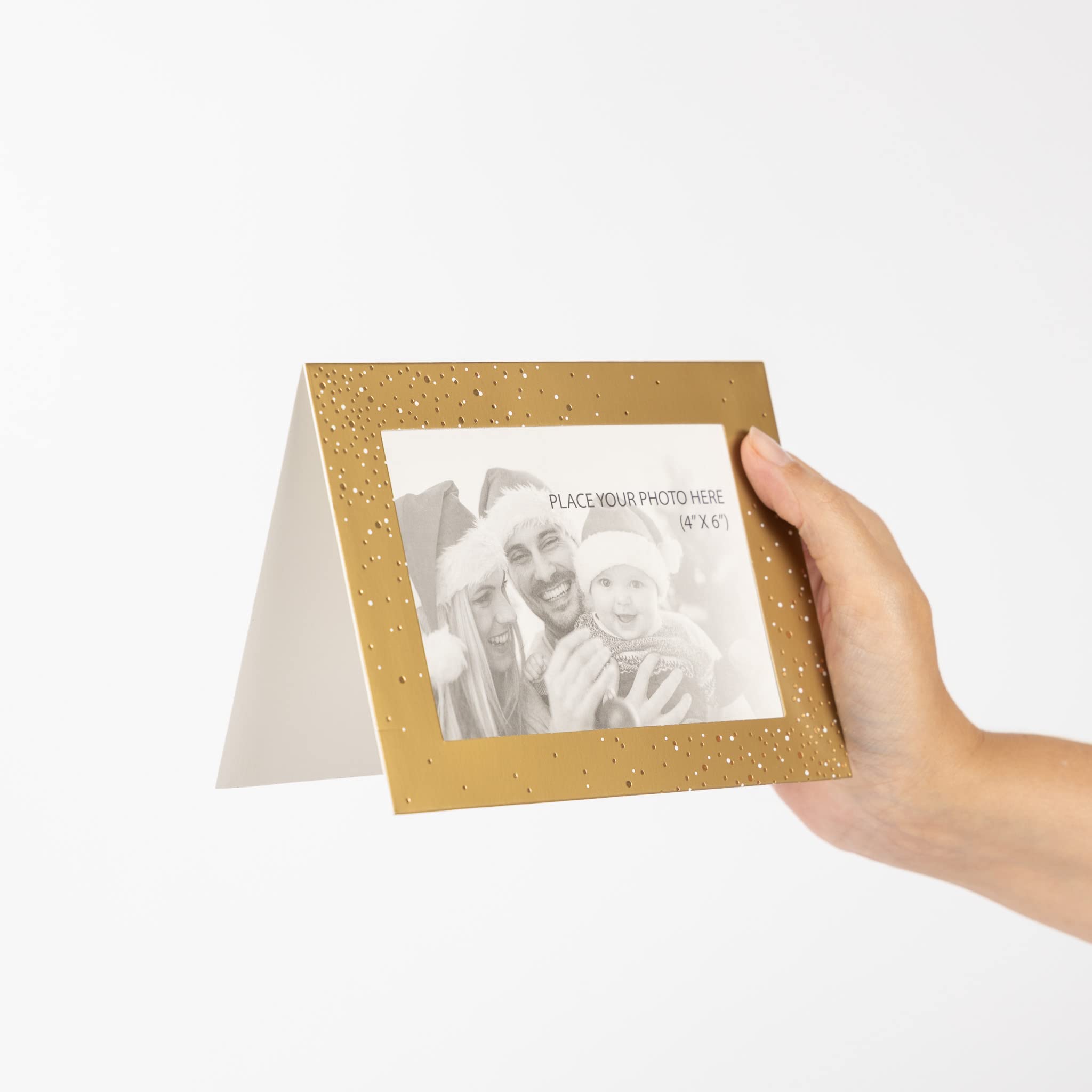 Biglietti Di Natale Evelay Con Cornice – 6 Pezzi, Oro, Con Buste, Fessure Per Foto 10x15 Cm