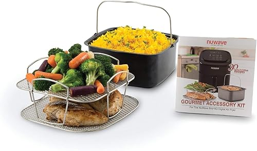Miniatura 2 de Nuwave Accesorios para freidora de aire BRIO de 6 cuartos de galón para sartén y sartén reversible (sartén + estante)