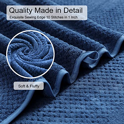 8 Piece Large Bath Towel Set Navy-2 Oversized Bath Towel Sheets,2 Hand Towels,4 Washcloths Soft Highly Absorbent Quick Dry Beach Chair Towels Woven Towels For Bathroom Hotel And Spa #TOP5