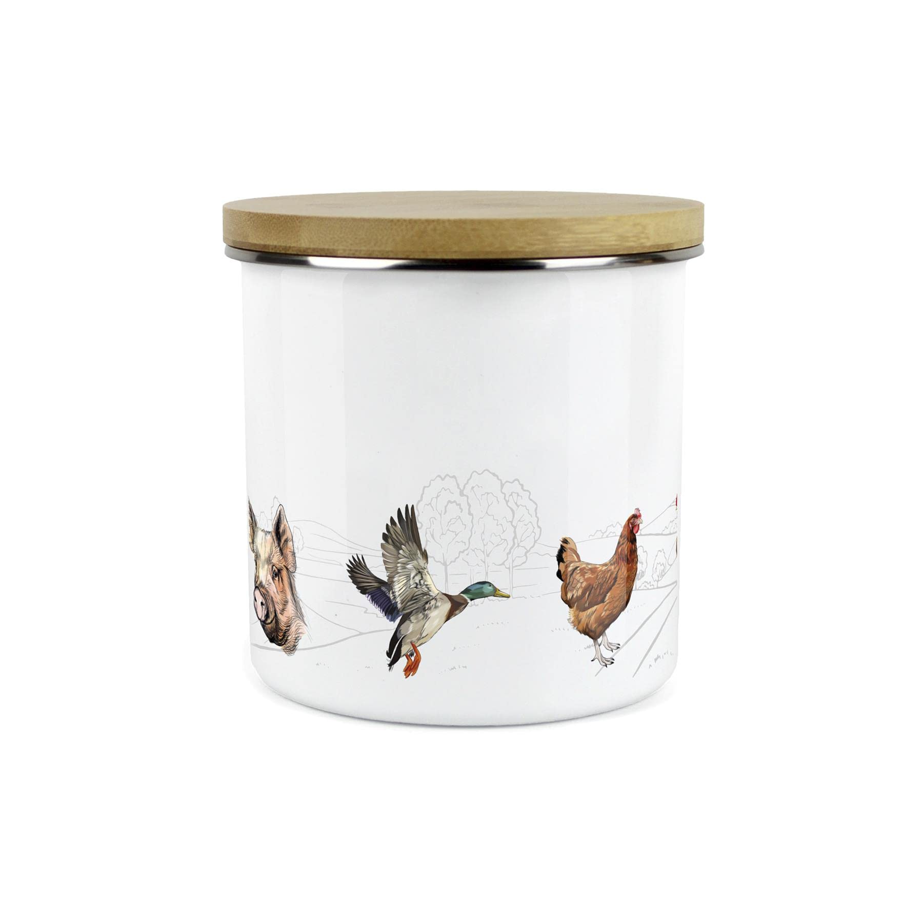 Purely Home Country Farm - Juego de recipientes de almacenamiento de alimentos para té, café y azúcar, color blanco esmaltado