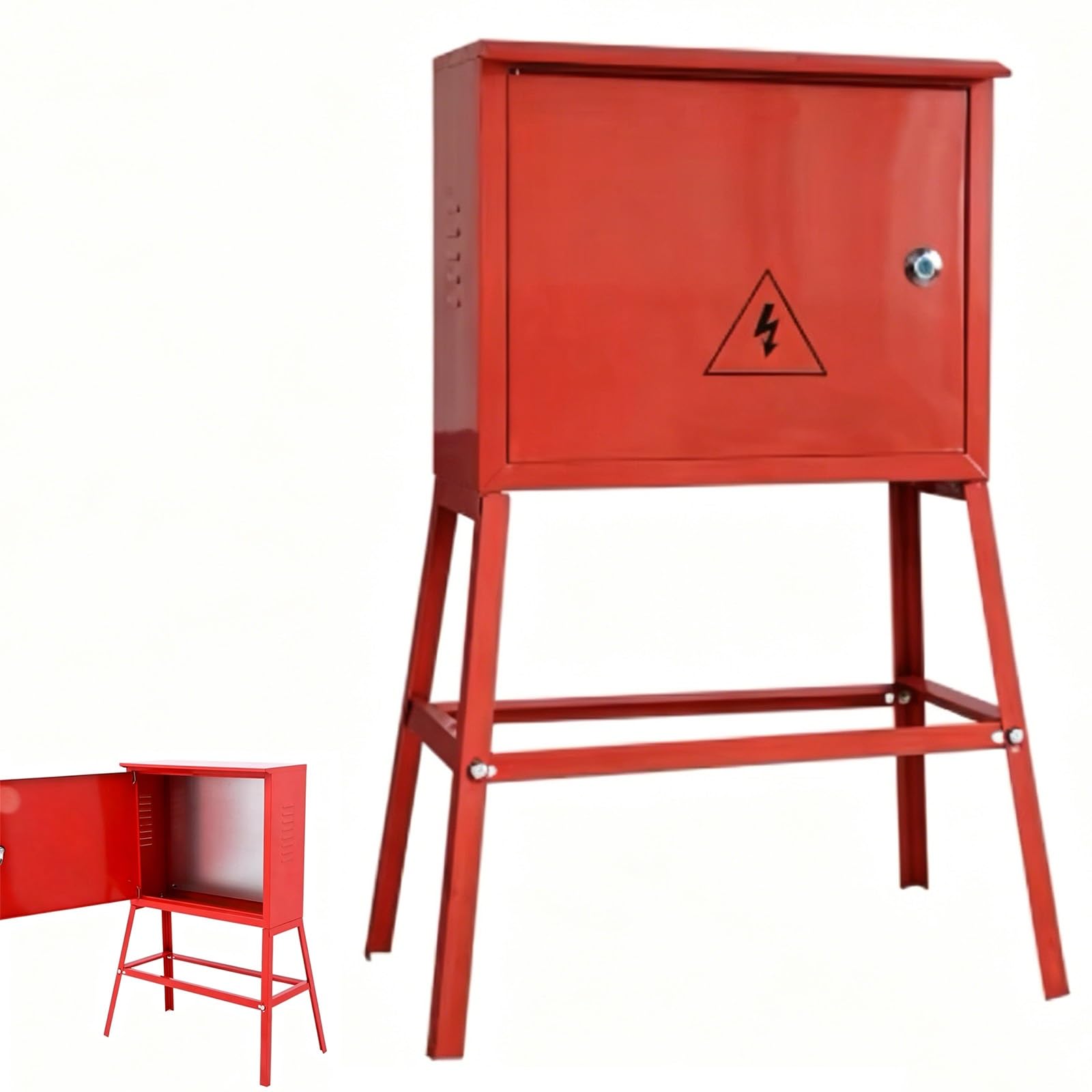 1 Pezzo Armadio Elettrico da Esterno in Acciaio Laminato a Freddo, Scatola Derivazione Esterna, Cassetta Elettrica Esterna IP55, Modello a Pavimento con Gambe Alte(50x60x20 cm/20x24x8 in)