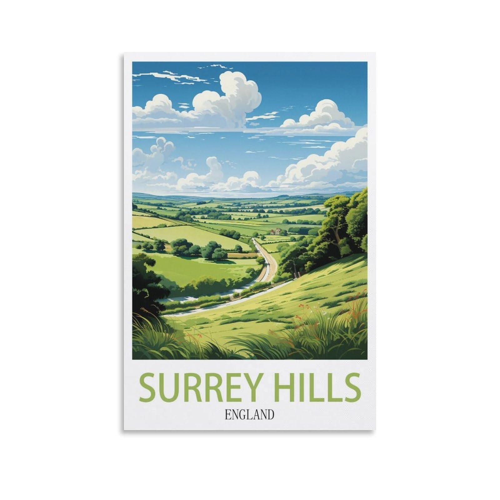 EZMLFA DIY Diamond Painting,Surrey Hills England 5D Landscape Diamond Painting Kits for Adult, Gem Art Crystal Art Kits for Adults, for Home Wall 50x60cm