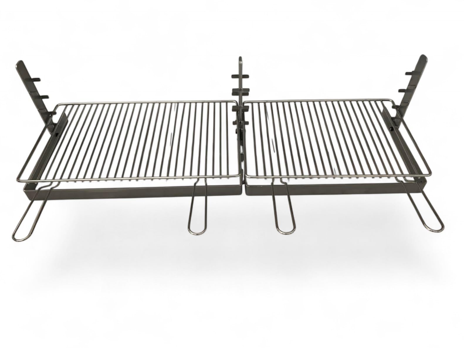 Griglia per Barbecue e Camino in Acciaio Cromato, Regolabile in Altezza, Struttura in Ferro, per Carne Pesce e Verdure (80x35 cm)