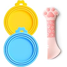 Comtim Can Covers for Pet Food Cans, Silicone Dog Cat Food Can Covers Lids and Multi-Function Cat Food Spoon for Canned Wet Food