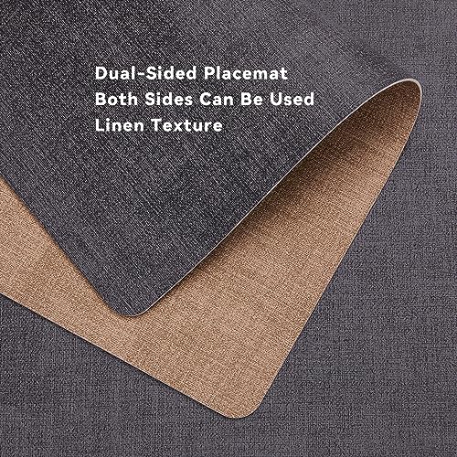 Myir JUN Tovagliette Americane lavabilie Sottobicchieri Set di 6, Tovaglietta Americana Bifacciale Antiscivolo Impermeabile Tovagliette Colazione Plastica Facile Pulire Tovagliette Americana - immagine 5