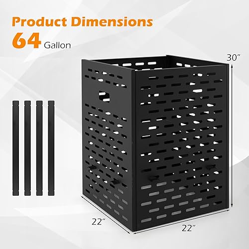 Miniatura 9 de HAPPYGRILL Barril de quemado para exterior, tambor de acero incinerador ultra grueso de 64 galones para residuos de patio, jaula de metal para